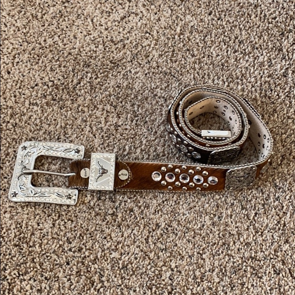 Longhorn Brown Hide Western Belt